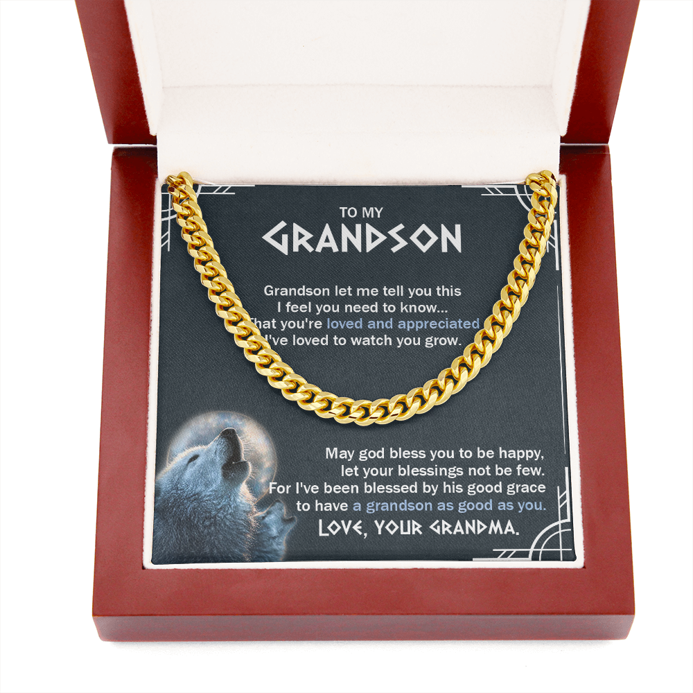 To My Grandson - You Are Loved And Appreciated - Cuban Link Chain SO123T