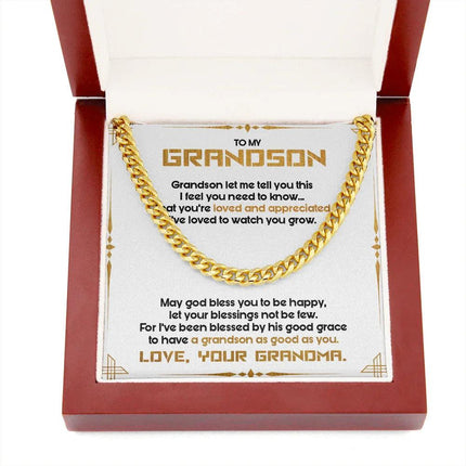 To My Grandson - May God Bless You To Be Happy - Cuban Link Chain SO122T - Charming Present