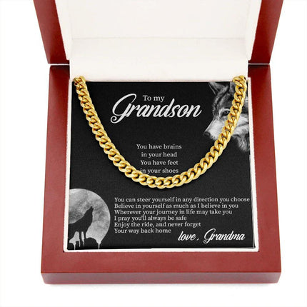 To My Grandson - Believe In Yourself As Much As I Believe In You - Cuban Link Chain SO132T - Charming Present