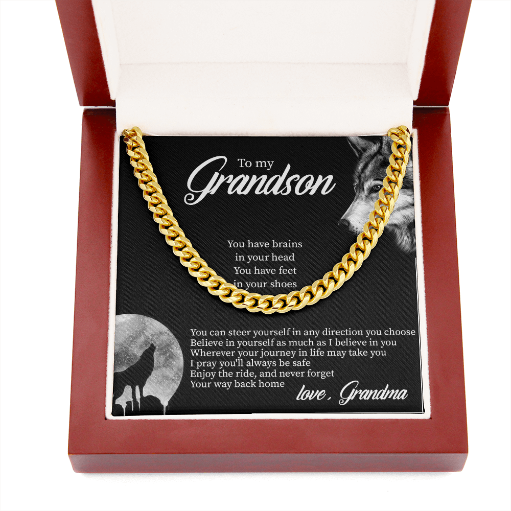To My Grandson - Believe In Yourself As Much As I Believe In You - Cuban Link Chain SO132T