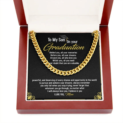 To My Son - Congratulations On Your Graduation - Cuban Link Chain SO97T - Charming Present