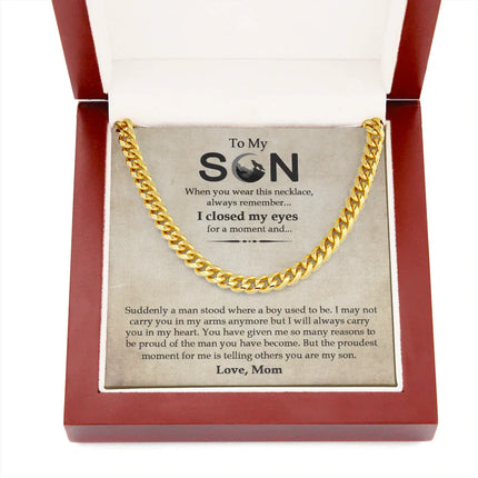 To My Son - I Will Always Carry You In My Heart - Cuban Link Chain SO15V - Charming Present