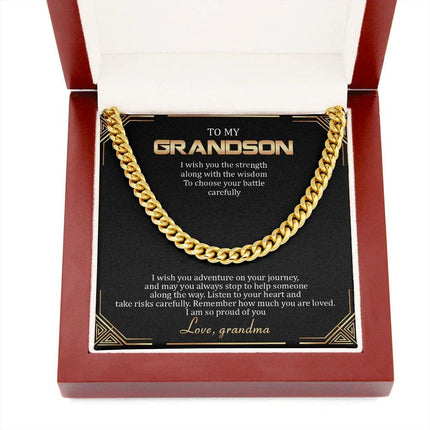 To My Grandson - Remember How Much You Are Loved - Cuban Link Chain SO136T - Charming Present