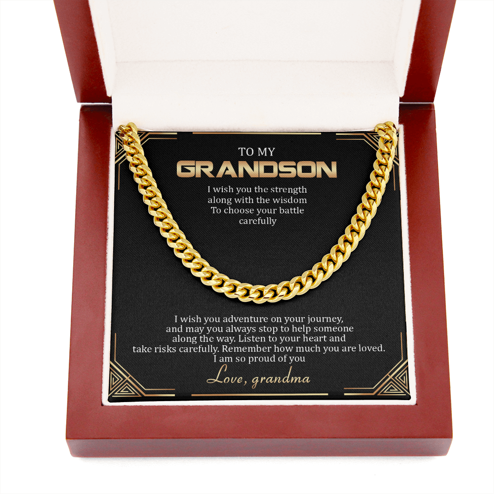 To My Grandson - Remember How Much You Are Loved - Cuban Link Chain SO136T