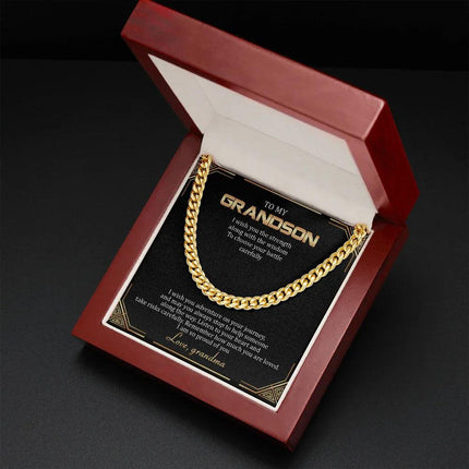 To My Grandson - Remember How Much You Are Loved - Cuban Link Chain SO136T - Charming Present