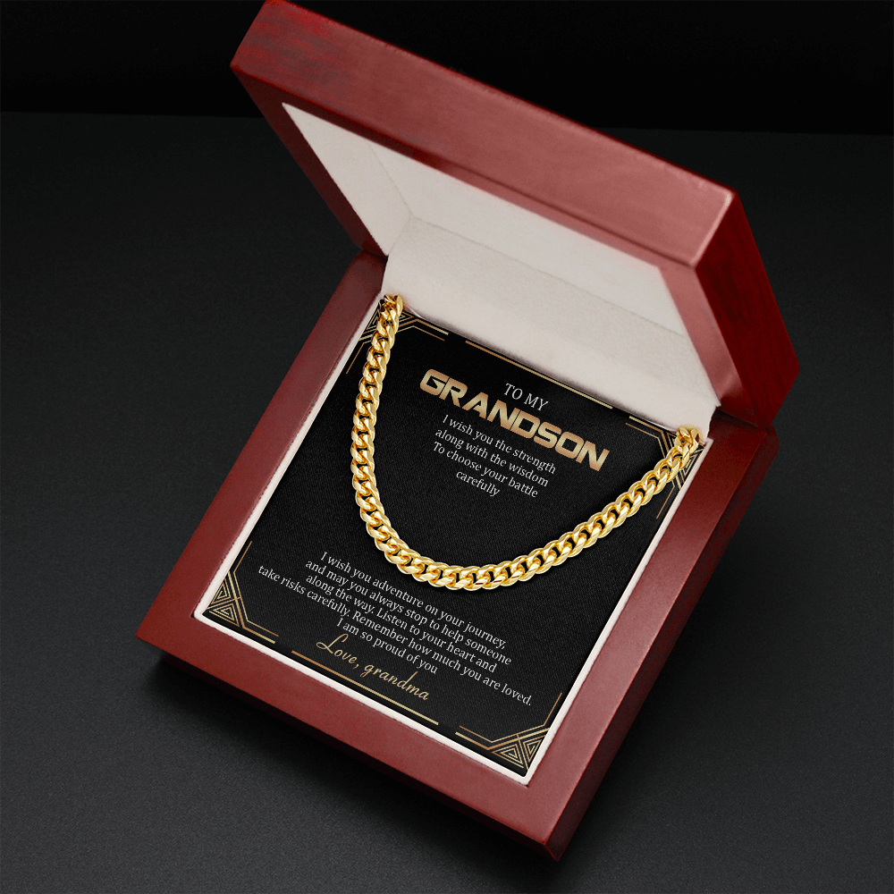 To My Grandson - Remember How Much You Are Loved - Cuban Link Chain SO136T