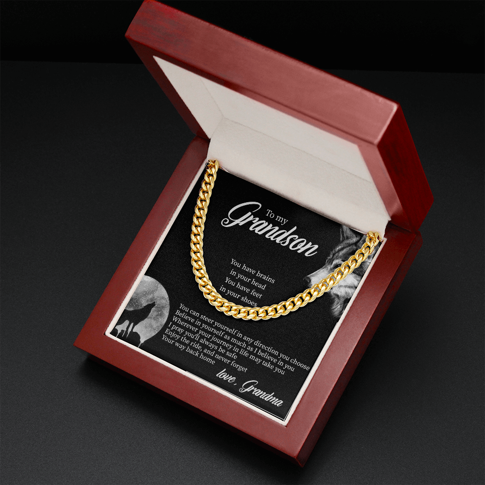To My Grandson - Believe In Yourself As Much As I Believe In You - Cuban Link Chain SO132T