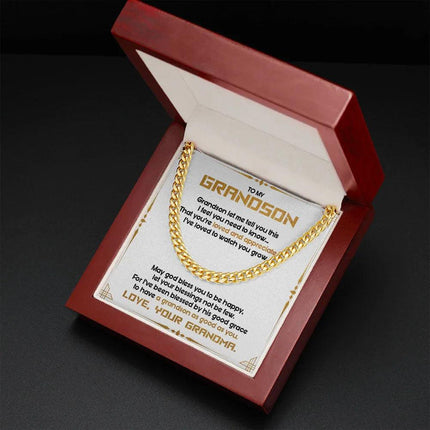 To My Grandson - May God Bless You To Be Happy - Cuban Link Chain SO122T - Charming Present