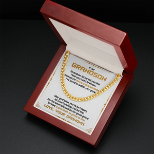 To My Grandson - May God Bless You To Be Happy - Cuban Link Chain SO122T