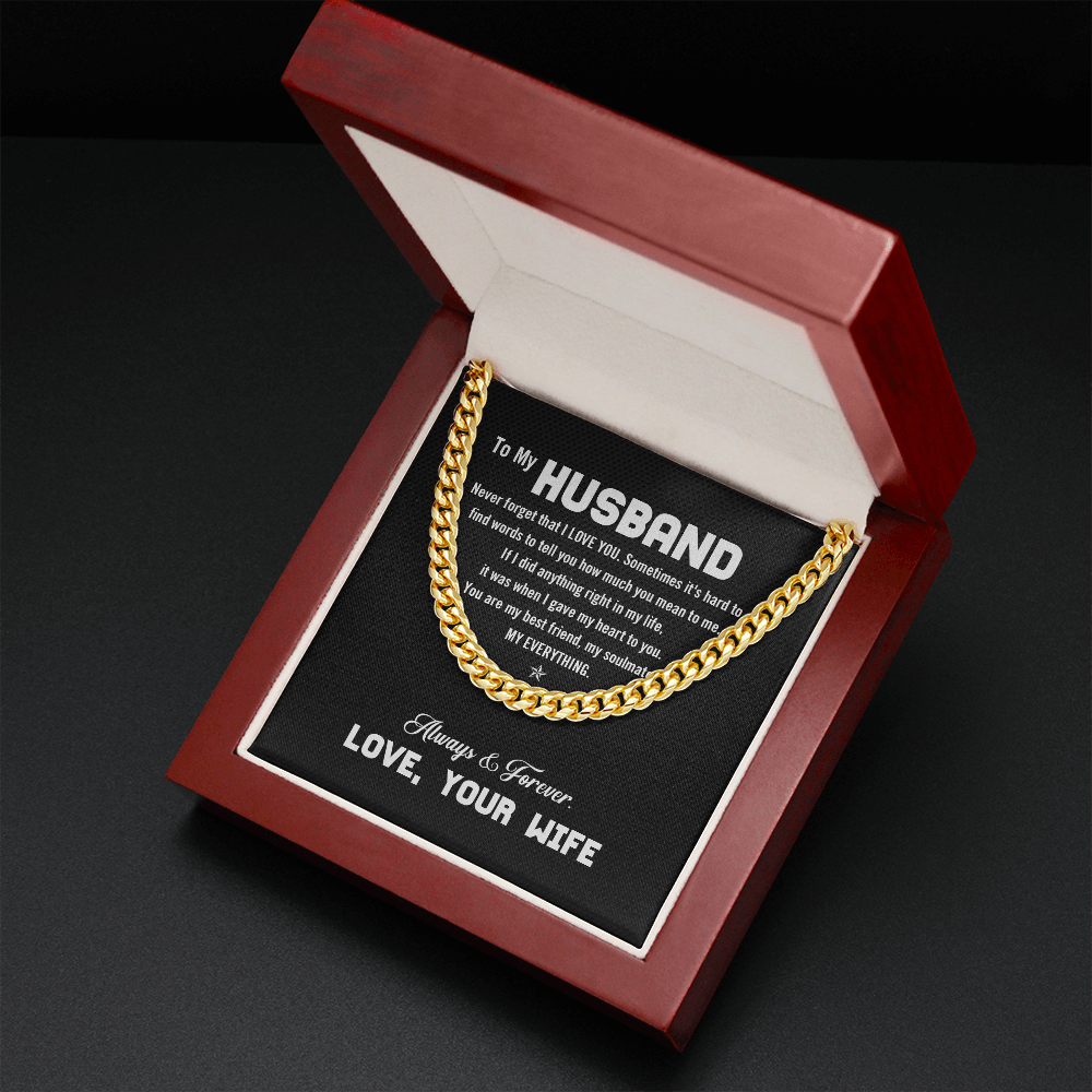 To My Husband - I Love You - Cuban Link Chain KT12