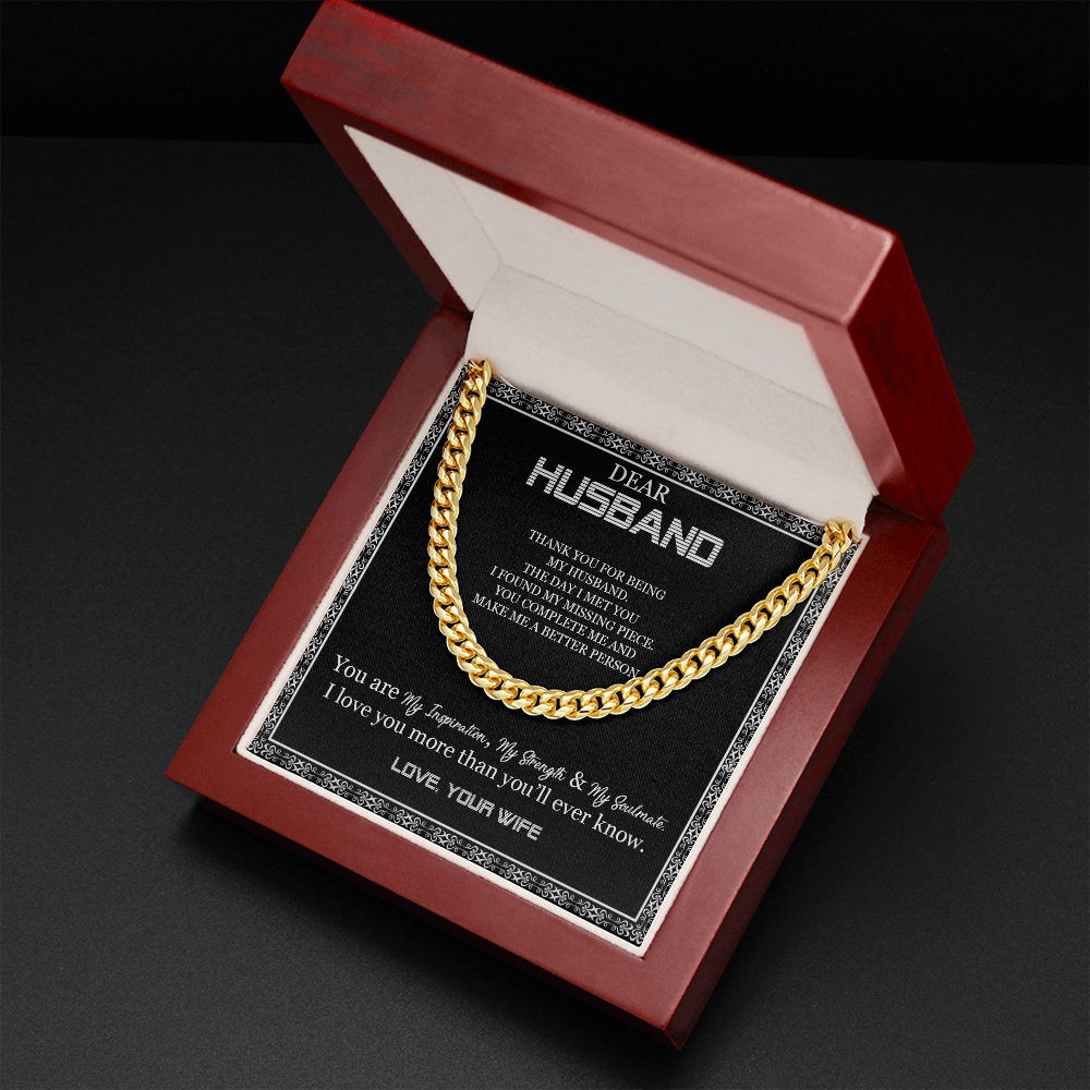 Dear Husband - Thank You For Being My Husband - Cuban Link Chain SO103T