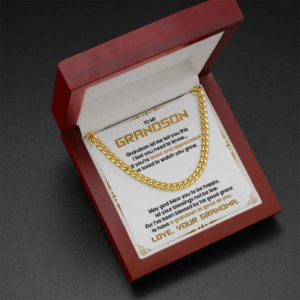 To My Grandson - May God Bless You To Be Happy - Cuban Link Chain SO122T - Charming Present