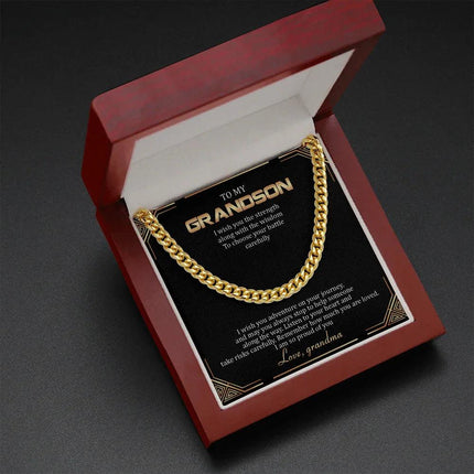 To My Grandson - Remember How Much You Are Loved - Cuban Link Chain SO136T - Charming Present