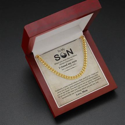 To My Son - I Will Always Carry You In My Heart - Cuban Link Chain SO15V - Charming Present