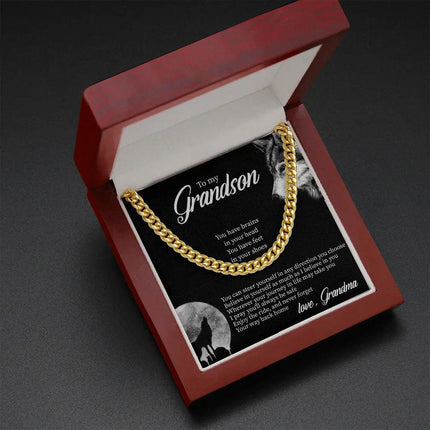 To My Grandson - Believe In Yourself As Much As I Believe In You - Cuban Link Chain SO132T - Charming Present