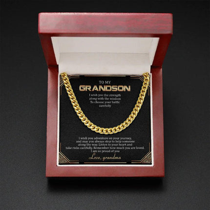 To My Grandson - Remember How Much You Are Loved - Cuban Link Chain SO136T - Charming Present