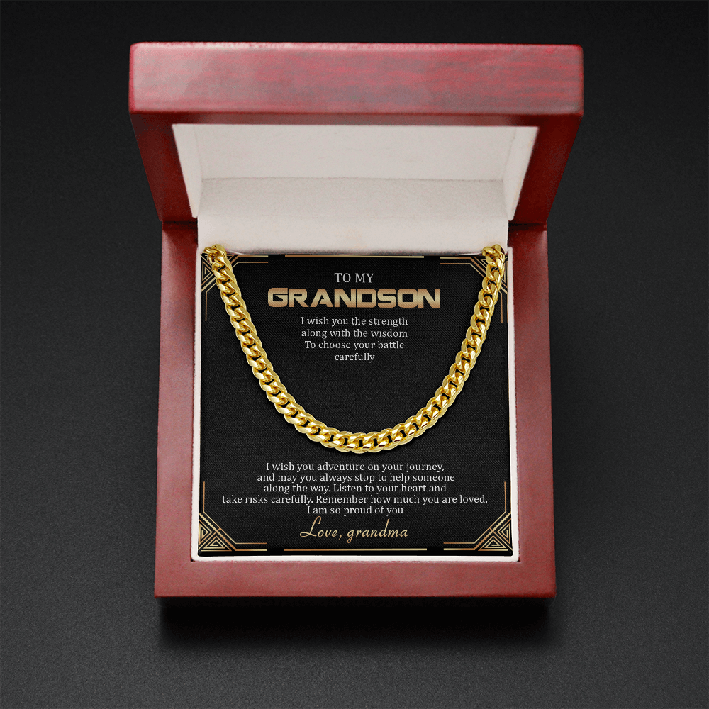 To My Grandson - Remember How Much You Are Loved - Cuban Link Chain SO136T