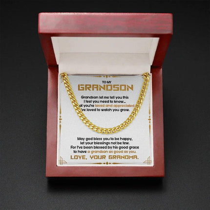 To My Grandson - May God Bless You To Be Happy - Cuban Link Chain SO122T - Charming Present