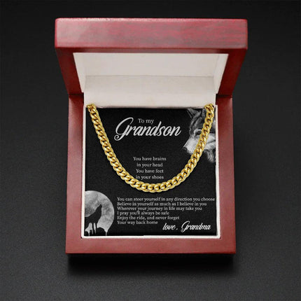 To My Grandson - Believe In Yourself As Much As I Believe In You - Cuban Link Chain SO132T - Charming Present
