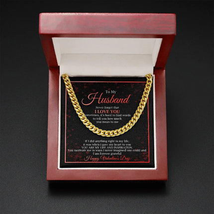 To My Husband - Happy Valentine's Day - Cuban Link Chain KT18 - Charming Present