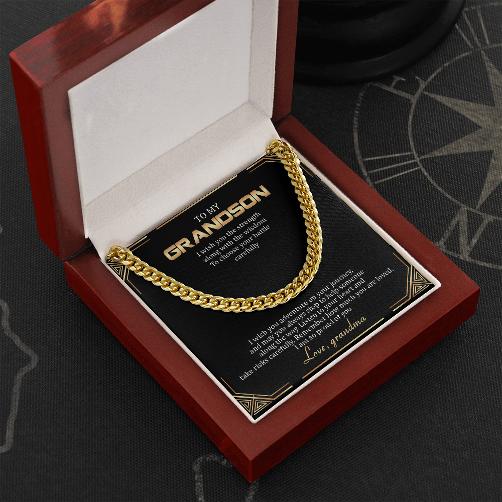 To My Grandson - Remember How Much You Are Loved - Cuban Link Chain SO136T