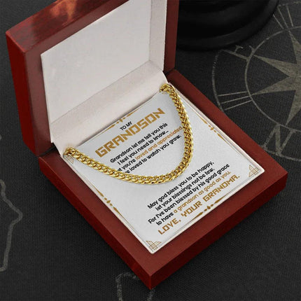 To My Grandson - May God Bless You To Be Happy - Cuban Link Chain SO122T - Charming Present
