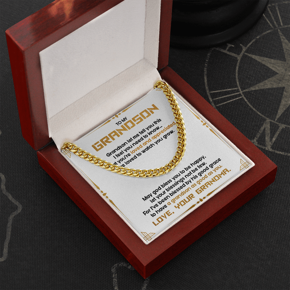 To My Grandson - May God Bless You To Be Happy - Cuban Link Chain SO122T