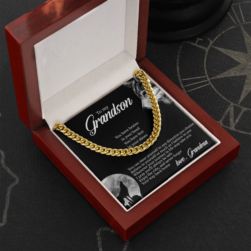 To My Grandson - Believe In Yourself As Much As I Believe In You - Cuban Link Chain SO132T
