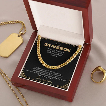 To My Grandson - Remember How Much You Are Loved - Cuban Link Chain SO136T - Charming Present