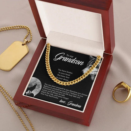 To My Grandson - Believe In Yourself As Much As I Believe In You - Cuban Link Chain SO132T - Charming Present