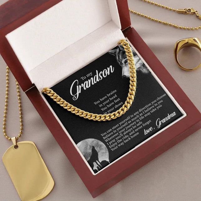 To My Grandson - Believe In Yourself As Much As I Believe In You - Cuban Link Chain SO132T - Charming Present