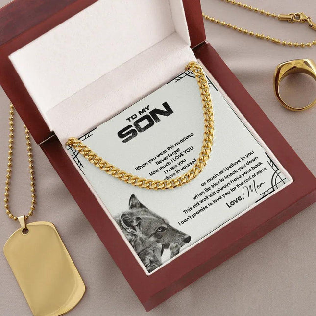 To My Son - This Old Wolf Will Always Have Your Back - Cuban Link ChainSO86T - Charming Present