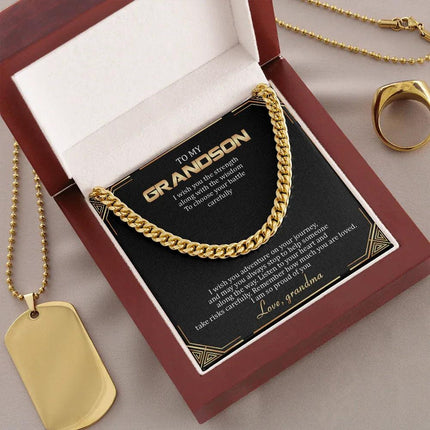 To My Grandson - Remember How Much You Are Loved - Cuban Link Chain SO136T - Charming Present