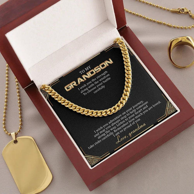 To My Grandson - Remember How Much You Are Loved - Cuban Link Chain SO136T - Charming Present