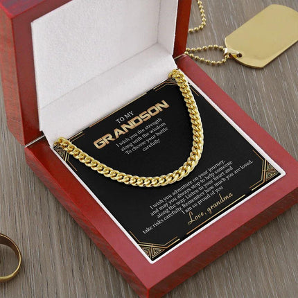 To My Grandson - Remember How Much You Are Loved - Cuban Link Chain SO136T - Charming Present
