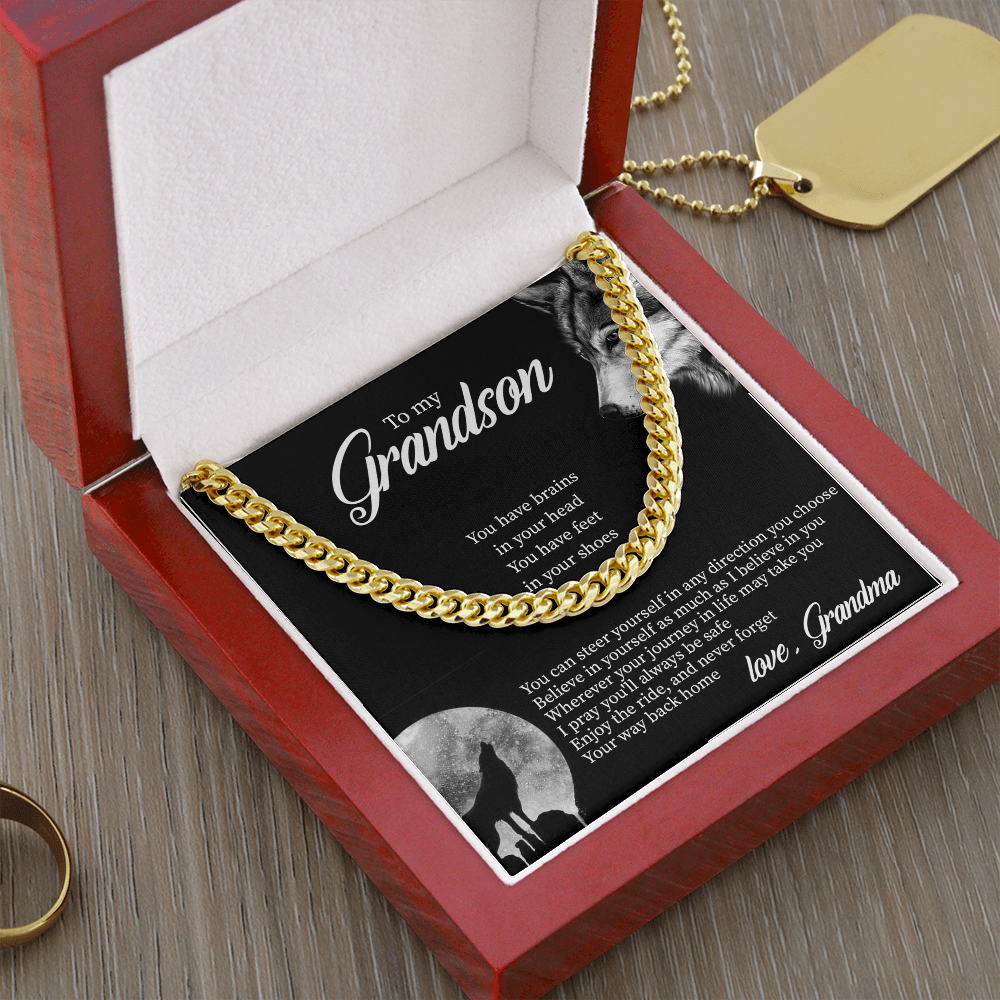 To My Grandson - Believe In Yourself As Much As I Believe In You - Cuban Link Chain SO132T