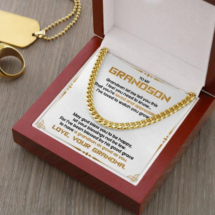 To My Grandson - May God Bless You To Be Happy - Cuban Link Chain SO122T - Charming Present