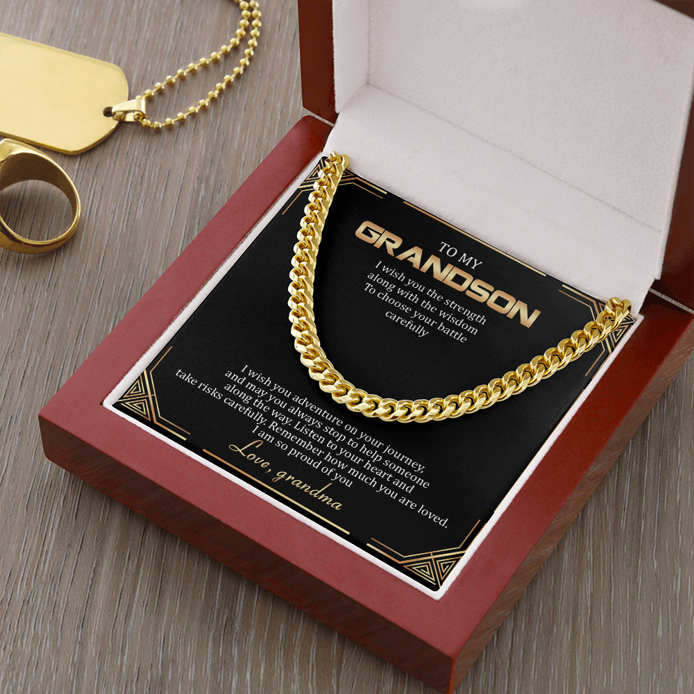 To My Grandson - Remember How Much You Are Loved - Cuban Link Chain SO136T