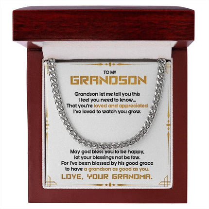 To My Grandson - May God Bless You To Be Happy - Cuban Link Chain SO122T - Charming Present