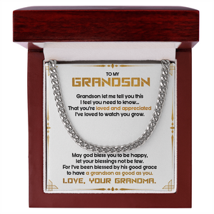 To My Grandson - May God Bless You To Be Happy - Cuban Link Chain SO122T