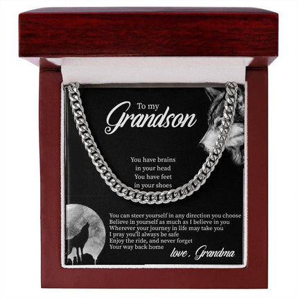 To My Grandson - Believe In Yourself As Much As I Believe In You - Cuban Link Chain SO132T - Charming Present