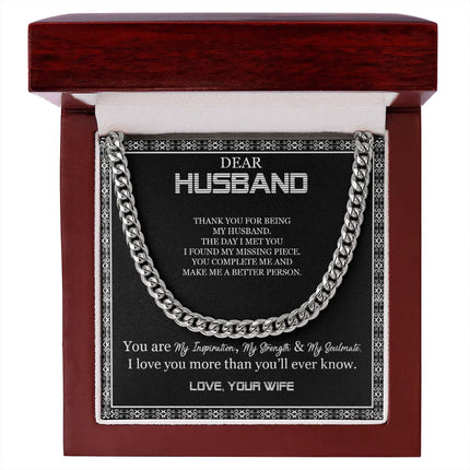 Dear Husband - Thank You For Being My Husband - Cuban Link Chain SO103T - Charming Present