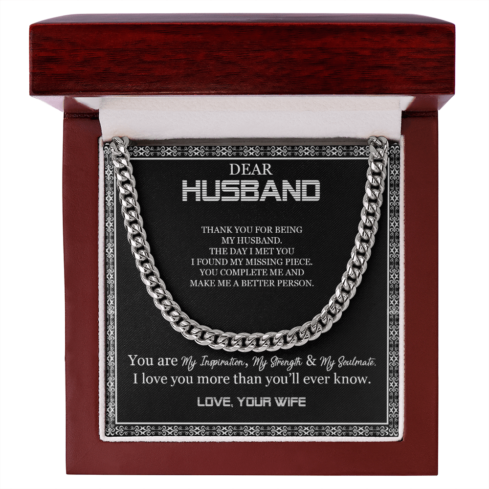 Dear Husband - Thank You For Being My Husband - Cuban Link Chain SO103T