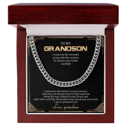 To My Grandson - Remember How Much You Are Loved - Cuban Link Chain SO136T - Charming Present