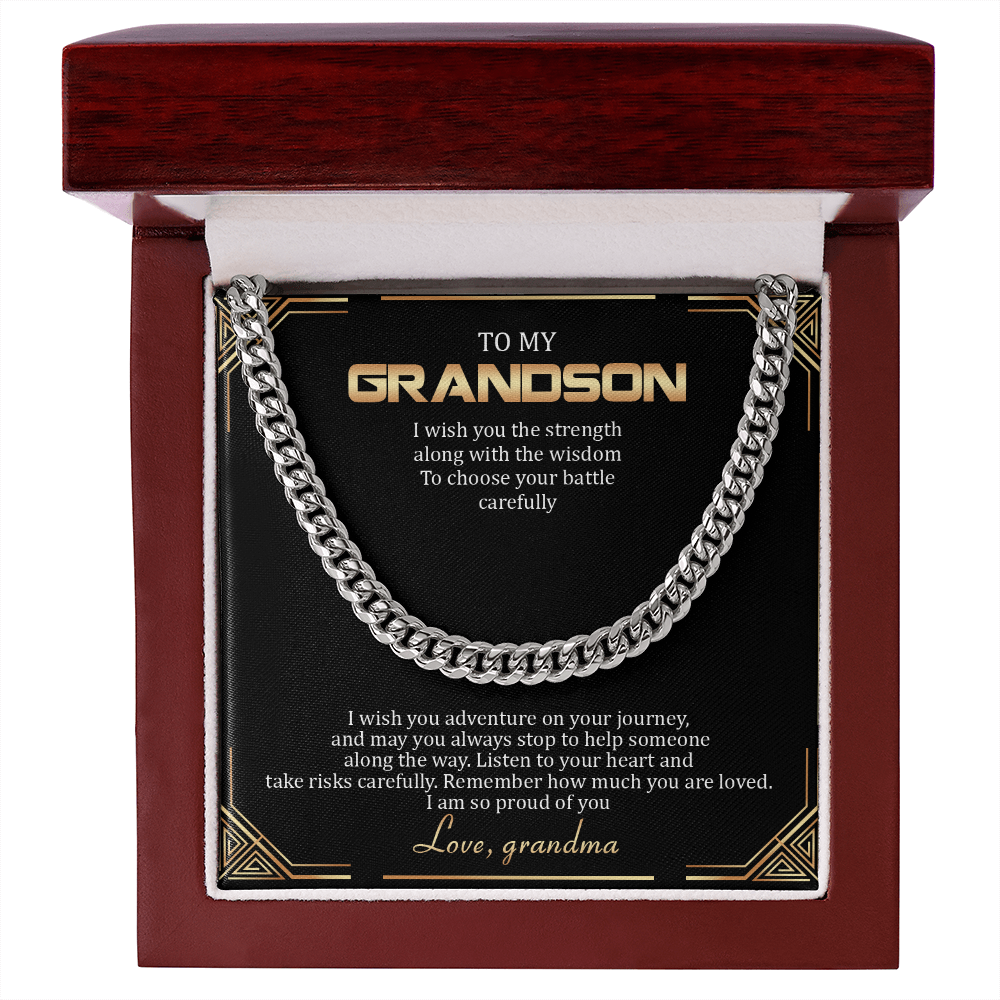 To My Grandson - Remember How Much You Are Loved - Cuban Link Chain SO136T