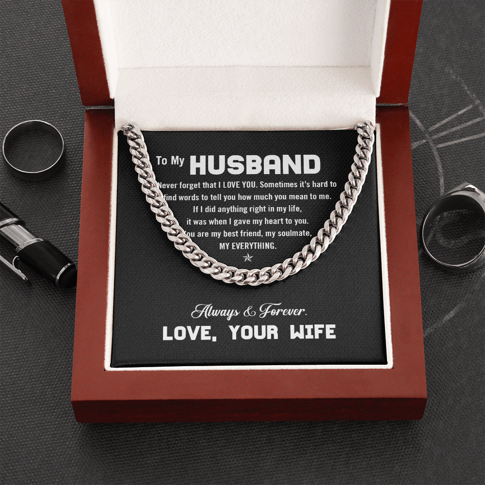 To My Husband - I Love You - Cuban Link Chain KT12