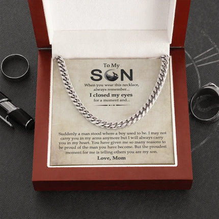 To My Son - I Will Always Carry You In My Heart - Cuban Link Chain SO15V - Charming Present