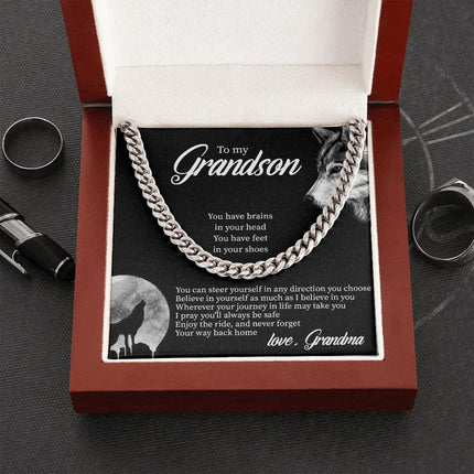 To My Grandson - Believe In Yourself As Much As I Believe In You - Cuban Link Chain SO132T - Charming Present