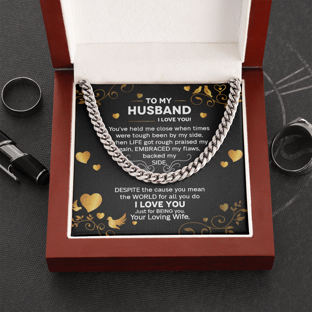 To My Husband - I Love You - Cuban Link Chain KT26
