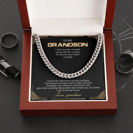 To My Grandson - Remember How Much You Are Loved - Cuban Link Chain SO136T - Charming Present